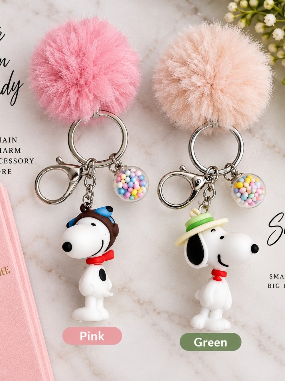 Snoopy Fashion Pom Pom Keychain Bag Charm